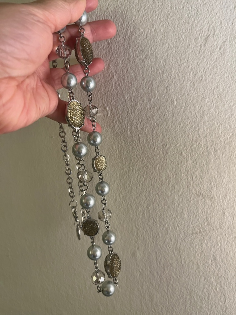 Silver and Gold Beaded Multi-Strand Necklace